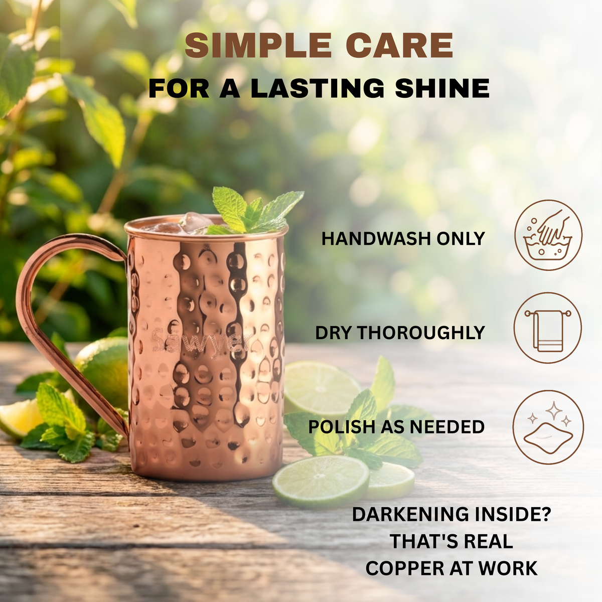 Custom Text Engraved Copper Mug