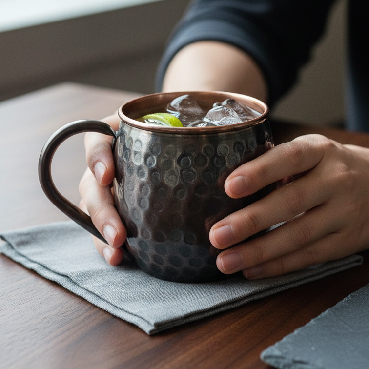 Vintage Barrel Hammered 16oz Copper Mug