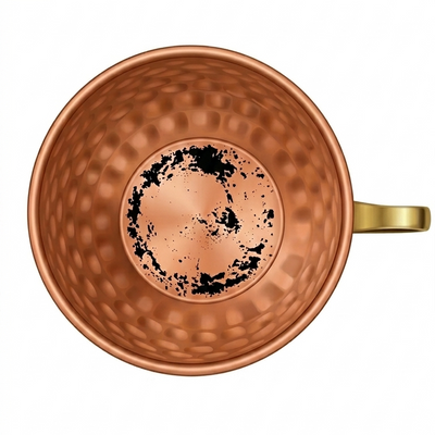 copper mug interior tarnished