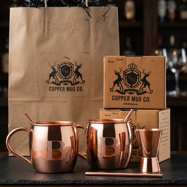 Monogrammed Moscow Mule Mugs Gift Set