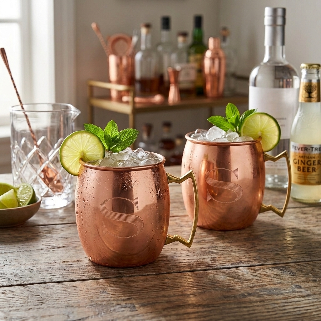 Monogrammed Moscow Mule Mugs Gift Set