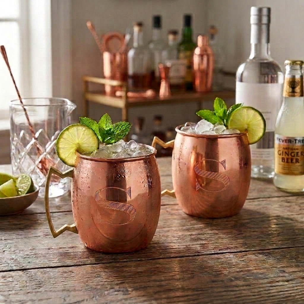 Monogrammed Moscow Mule Mugs Gift Set