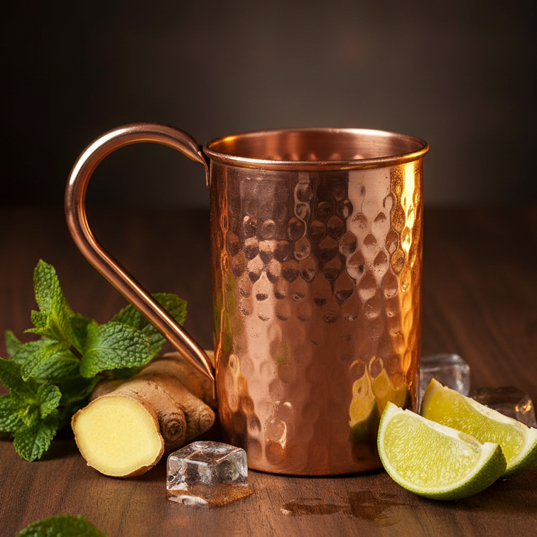 Gift Set of Two Copper Mugs in Wood Box