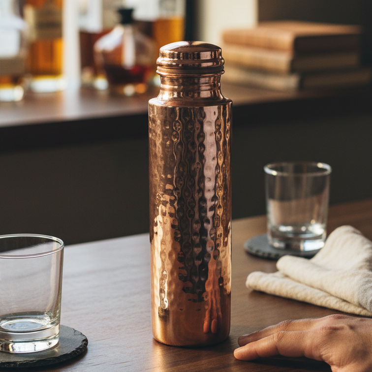 Hammered Copper Water Bottle – Copper Mug Co.